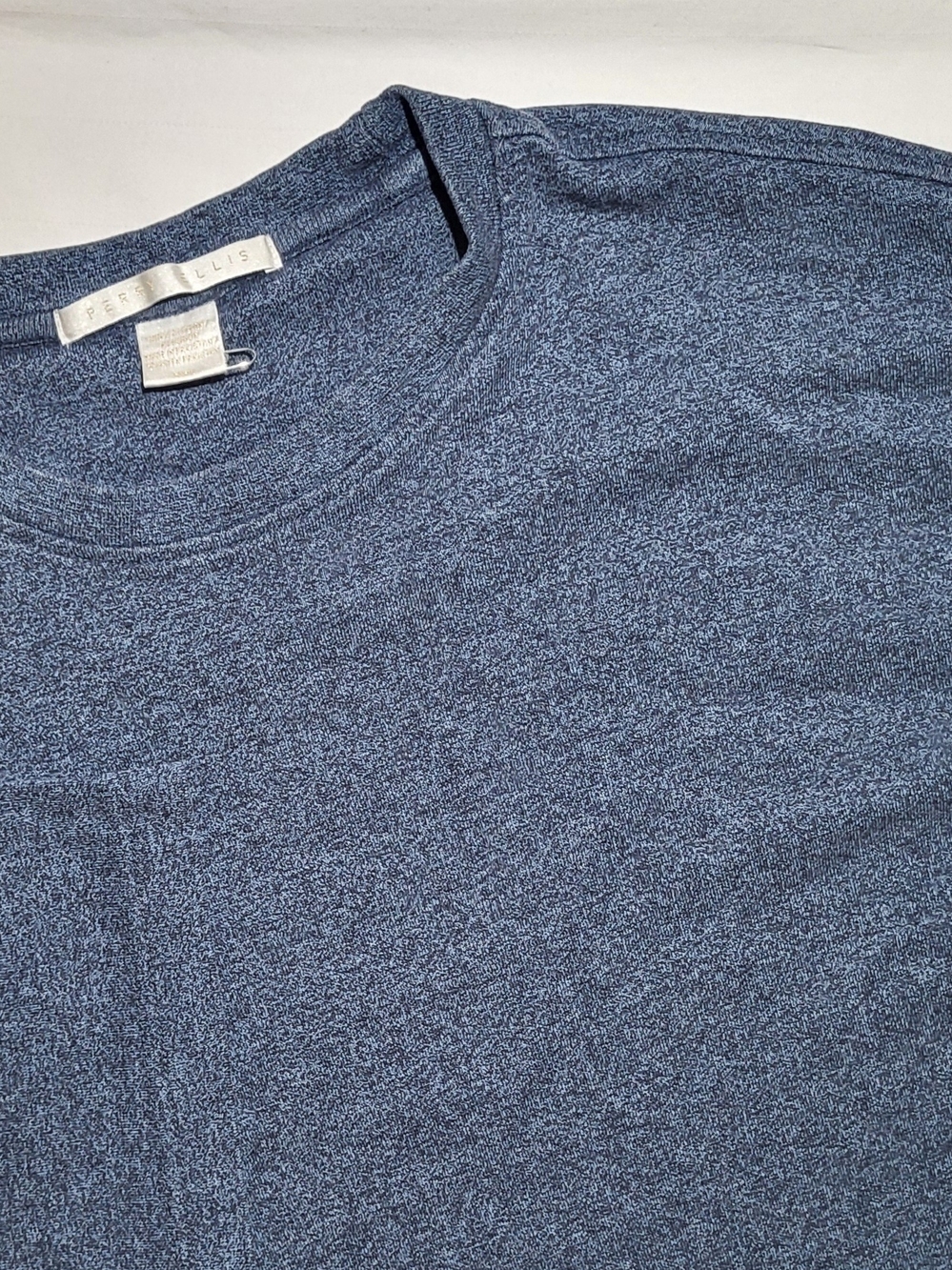 Perry Ellis Heathered Navy Short Sleeve Crewneck Tee